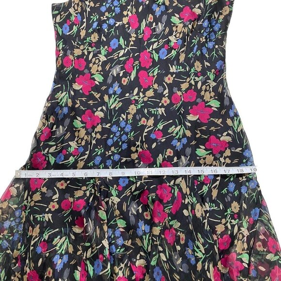 Ralph Lauren 90s Does 30s Women Black Floral Chiffon Flowing Maxi Dress Sz 2P - Picture 11 of 11